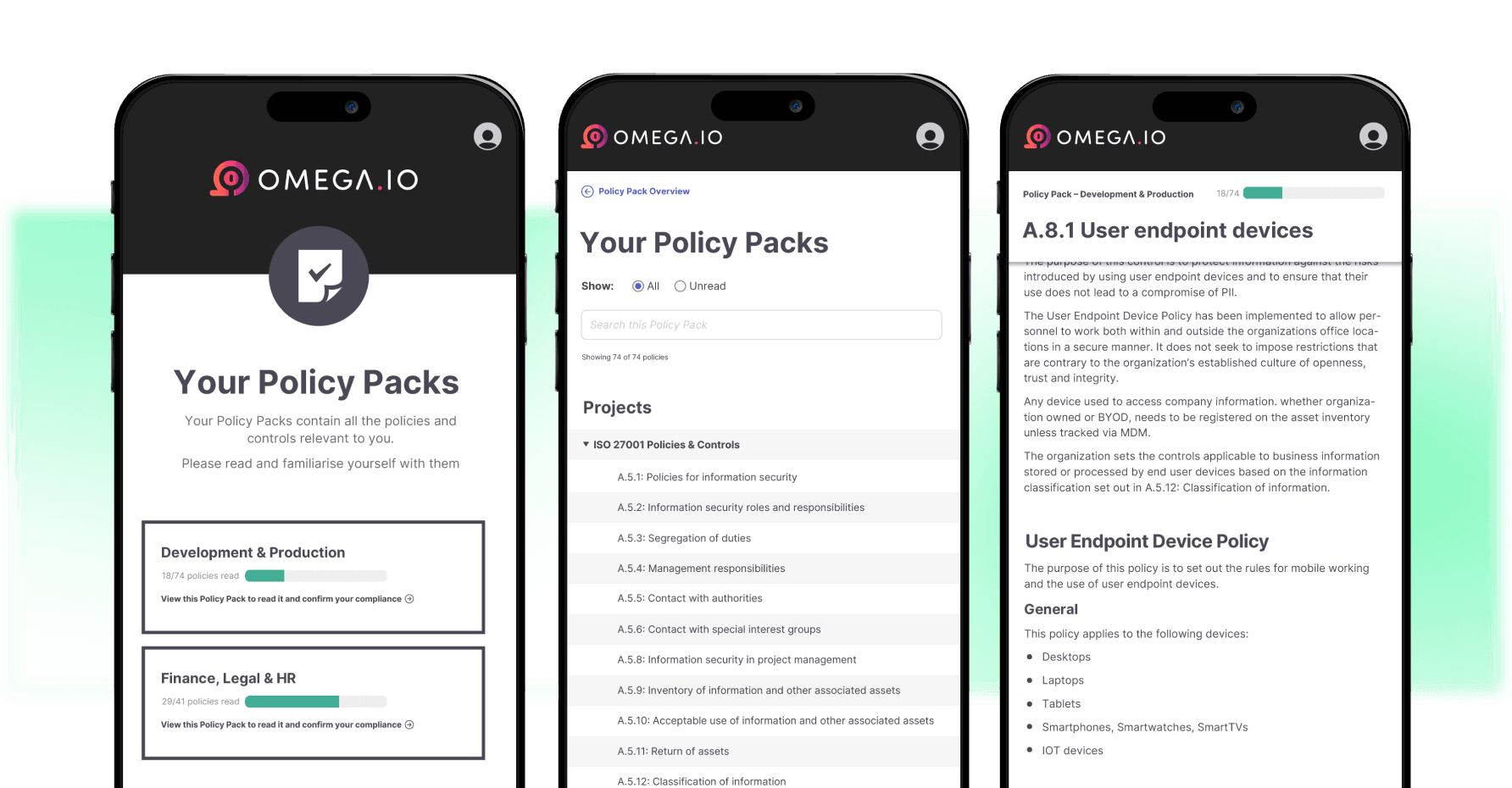 With ISMS.online's Policy Packs, your users can easily access your policies from their phone, tablet, or another device.